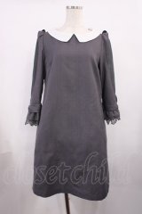 axes femme POETIQUE / グレンチェックショルダーレースワンピース M グレー H-25-11-17-1009-AX-OP-NS-ZH