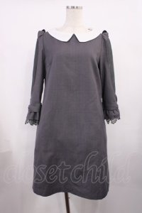 axes femme POETIQUE / グレンチェックショルダーレースワンピース M グレー H-25-11-17-1009-AX-OP-NS-ZH
