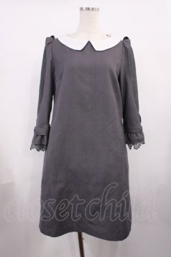 画像1: axes femme POETIQUE / グレンチェックショルダーレースワンピース M グレー H-25-11-17-1009-AX-OP-NS-ZH