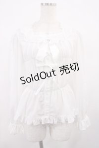 metamorphose / スクエアあきフリルブラウス（長袖）・デシン サイズ1 オフ H-25-11-17-1019-ME-BL-NS-ZH