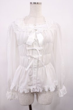 画像1: metamorphose / スクエアあきフリルブラウス（長袖）・デシン サイズ1 オフ H-25-11-17-1019-ME-BL-NS-ZH