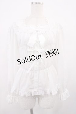 画像1: metamorphose / スクエアあきフリルブラウス（長袖）・デシン サイズ1 オフ H-25-11-17-1019-ME-BL-NS-ZH