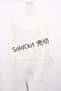 m petit by misako / AM*ハート透かしニットカーディガン M オフ H-25-11-17-1025-LO-TO-NS-ZH