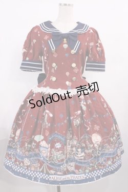 画像1: ALICE and the PIRATES / アリスのワンダーカーチェイス柄ワンピース Free エンジ H-25-11-17-1003-PA-OP-NS-ZH