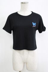 LISTEN FLAVOR / BASICモルフォ刺繍Tee  ブラック H-25-11-17-064-PU-TO-KB-ZT464