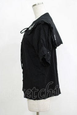 画像2: LISTEN FLAVOR / リボン付フリルセーラーブラウス  ブラック H-25-11-17-065-PU-BL-KB-ZT369