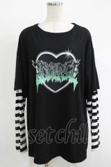 LISTEN FLAVOR / ハートメタルロゴレイヤード風ロンT  ブラック H-25-11-17-067-PU-TO-KB-ZH