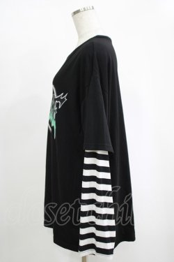 画像2: LISTEN FLAVOR / ハートメタルロゴレイヤード風ロンT  ブラック H-25-11-17-067-PU-TO-KB-ZH