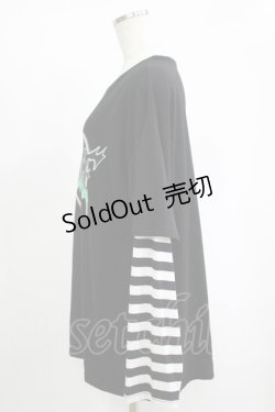 画像2: LISTEN FLAVOR / ハートメタルロゴレイヤード風ロンT  ブラック H-25-11-17-067-PU-TO-KB-ZH