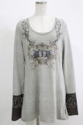 Rozen Kavalier / 刺繍プリントロングカットソー  グレー H-25-11-17-069-OO-TO-KB-ZH
