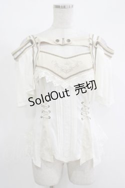 画像1: Ozz oneste / rose刺繍使い 2way frillカットソー（ALYSモデル）  オフ H-25-11-17-072-OO-TO-KB-ZH