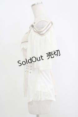 画像2: Ozz oneste / rose刺繍使い 2way frillカットソー（ALYSモデル）  オフ H-25-11-17-072-OO-TO-KB-ZH