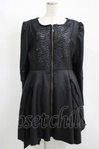 h.NAOTO / 鱗ZIPコートワンピース  黒 H-25-11-17-010-HN-CO-KB-ZH