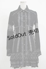 Ozz Croce / レースフリルシャツワンピース  ブラック H-25-11-17-018-OO-OP-KB-ZH