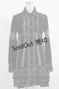 Ozz Croce / レースフリルシャツワンピース  ブラック H-25-11-17-018-OO-OP-KB-ZH