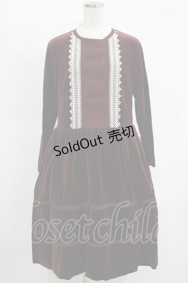 画像1: Jane Marple / コットンベルベットマリオネットドレス M ボルドー H-25-11-17-003-JM-OP-KB-ZH (1)