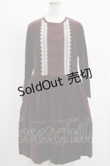 Jane Marple / コットンベルベットマリオネットドレス M ボルドー H-25-11-17-003-JM-OP-KB-ZH