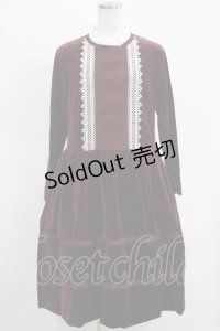 Jane Marple / コットンベルベットマリオネットドレス M ボルドー H-25-11-17-003-JM-OP-KB-ZH