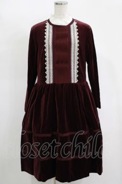 画像1: Jane Marple / コットンベルベットマリオネットドレス M ボルドー H-25-11-17-003-JM-OP-KB-ZH