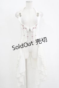 Ozz oneste / 薔薇刺繍オーバー付きベスト  白 H-25-11-17-020-OO-TO-KB-ZH