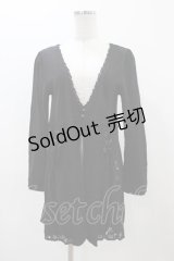 axes femme / レースアップ切替カーディガン M ブラック H-25-11-18-1047-AX-TO-NS-ZH