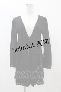 axes femme / レースアップ切替カーディガン M ブラック H-25-11-18-1047-AX-TO-NS-ZH