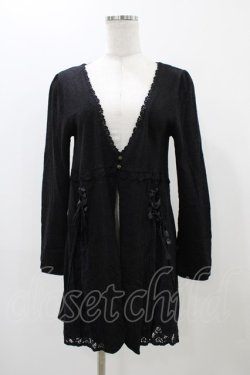 画像1: axes femme / レースアップ切替カーディガン M ブラック H-25-11-18-1047-AX-TO-NS-ZH