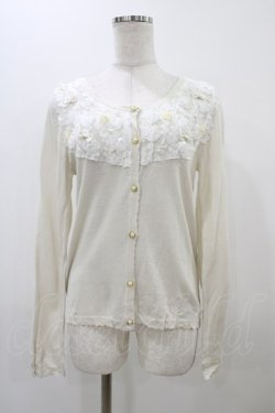 画像1: axes femme / バラ生地使いカーディガン M オフ H-25-11-18-1055-AX-TO-NS-ZH