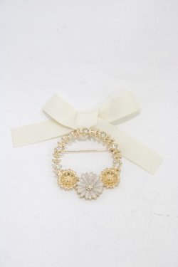 画像1: m petit by misako / AMフラワーリーフブローチ  アイボリー H-25-11-18-1006-LO-AC-NS-ZH