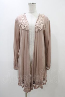 画像1: axes femme / バックレースロングカーディガン M ピンク H-25-11-18-1060-AX-TO-NS-ZH