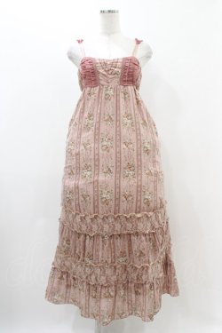 画像1: axes femme / ストライプ柄マキシワンピース M ピンク H-25-11-18-1020-AX-OP-NS-ZH