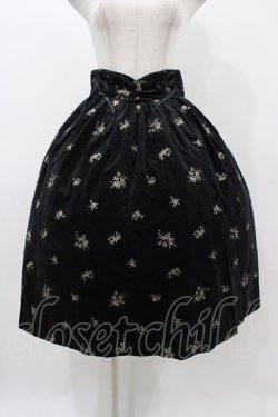 画像1: axes femme / 総刺繍ベロアスカート M ブラック H-25-11-18-1028-AX-SK-NS-ZH