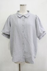 axes femme / パフスリーブブラウス Free グレーギンガム H-25-11-19-031-AX-BL-NS-ZH
