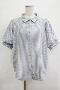 axes femme / パフスリーブブラウス Free グレーギンガム H-25-11-19-031-AX-BL-NS-ZH