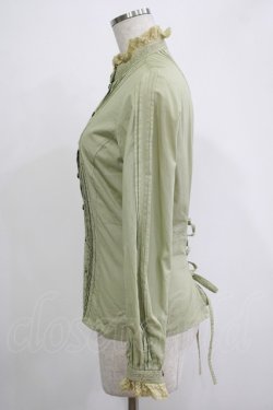 画像2: Victorian maiden / レースリボン付スタンドカラーブラウス Free グリーン H-25-11-19-032-CL-BL-NS-ZH