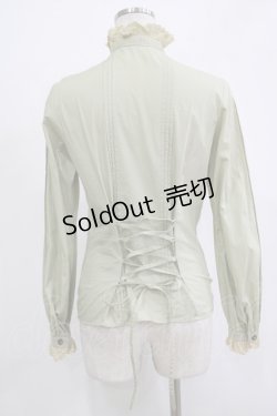 画像3: Victorian maiden / レースリボン付スタンドカラーブラウス Free グリーン H-25-11-19-032-CL-BL-NS-ZH