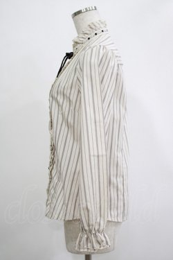 画像2: axes femme / ストライプフリルブラウス M アイボリー/ブラウン H-25-11-19-035-AX-BL-NS-ZH