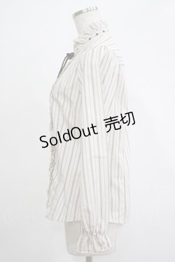 画像2: axes femme / ストライプフリルブラウス M アイボリー/ブラウン H-25-11-19-035-AX-BL-NS-ZH