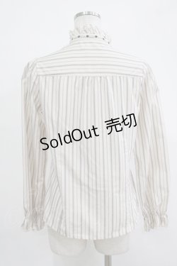 画像3: axes femme / ストライプフリルブラウス M アイボリー/ブラウン H-25-11-19-035-AX-BL-NS-ZH