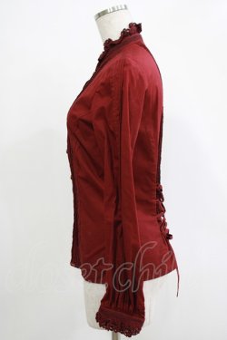 画像2: Victorian maiden / レースリボン付スタンドカラーブラウス Free ボルドー H-25-11-19-036-CL-BL-NS-ZH