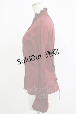 画像2: Victorian maiden / レースリボン付スタンドカラーブラウス Free ボルドー H-25-11-19-036-CL-BL-NS-ZH