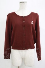 Secret Honey / クマ刺繍リボンボタンカーディガン Free ボルドー H-25-11-19-041-CA-TO-NS-ZH