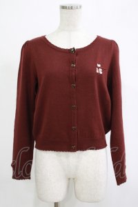 Secret Honey / クマ刺繍リボンボタンカーディガン Free ボルドー H-25-11-19-041-CA-TO-NS-ZH