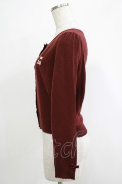 画像2: Secret Honey / クマ刺繍リボンボタンカーディガン Free ボルドー H-25-11-19-041-CA-TO-NS-ZH