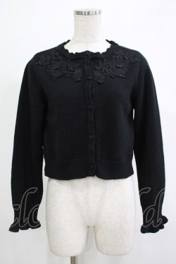 画像1: m petit by misako / AM バラレースニットカーディガン S ブラック H-25-11-19-042-LO-TO-NS-ZH