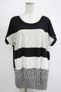 axes femme / レースボーダートップス M ブラック/グレー H-25-11-19-045-AX-TO-NS-ZH