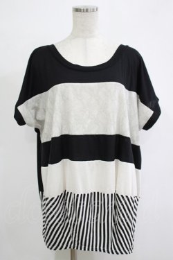 画像1: axes femme / レースボーダートップス M ブラック/グレー H-25-11-19-045-AX-TO-NS-ZH