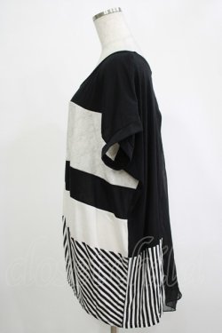 画像2: axes femme / レースボーダートップス M ブラック/グレー H-25-11-19-045-AX-TO-NS-ZH