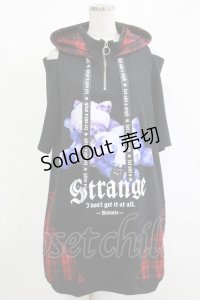 NOEMIE / チェックネコ耳ハーフジップユニセックスパーカー M ブラック H-25-11-19-047-LO-TO-NS-ZH