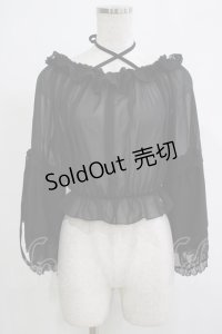 月雁自制（海外ロリータブランド） / シフォンブラウス Free ブラック H-25-11-19-050-PU-BL-NS-ZH